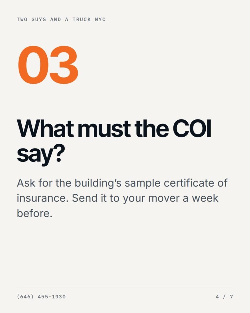 What must the certificate of insurance say?